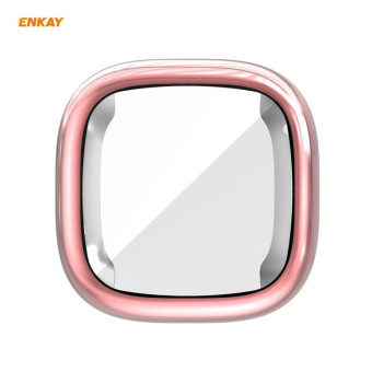 For Fitbit Versa 3 / Fitbit Sense ENKAY Hat-Prince ENK-AC8208 Full Coverage Electroplate TPU Soft Case(Pink)