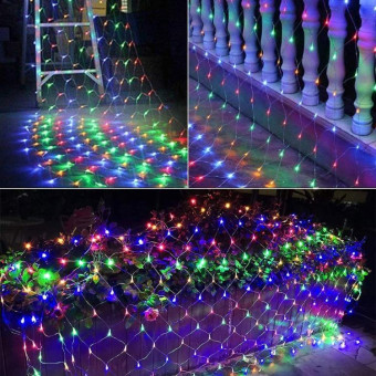 4x6m 672 LEDs Waterproof Fishing Net Lights Curtain String Lights Fairy Wedding Party Holiday Decoration Lamps 220V, EU Plug(Colorful Light)