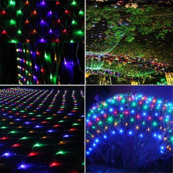 4x6m 672 LEDs Waterproof Fishing Net Lights Curtain String Lights Fairy Wedding Party Holiday Decoration Lamps 220V, EU Plug(Colorful Light)