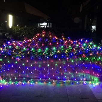 4x6m 672 LEDs Waterproof Fishing Net Lights Curtain String Lights Fairy Wedding Party Holiday Decoration Lamps 220V, EU Plug(Colorful Light)