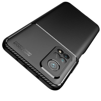 For Xiaomi Mi 10T Carbon Fiber Texture Shockproof TPU Case(Brown)
