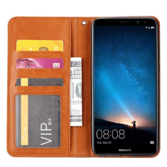 Knead Skin Texture Horizontal Flip Leather Case for Huawei Mate 10 Lite / Maimang 6 / Nova 2i, with Photo Frame & Holder & Card Slots & Wallet(Brown)