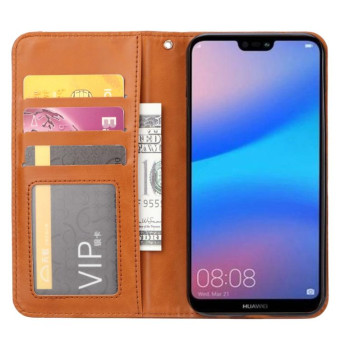Knead Skin Texture Horizontal Flip Leather Case for Huawei Nova 3e / P20 Lite, with Photo Frame & Holder & Card Slots & Wallet(Black)