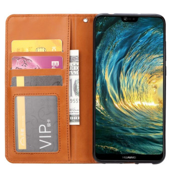 Knead Skin Texture Horizontal Flip Leather Case for Huawei P20 Pro, with Photo Frame & Holder & Card Slots & Wallet(Brown)