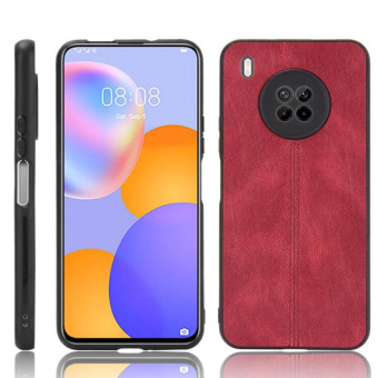 For Huawei Y9a Shockproof Sewing Cow Pattern Skin PC + PU + TPU Case(Red)