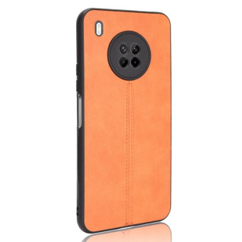 For Huawei Y9a Shockproof Sewing Cow Pattern Skin PC + PU + TPU Case(Orange)