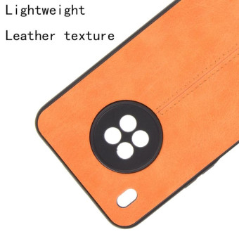 For Huawei Y9a Shockproof Sewing Cow Pattern Skin PC + PU + TPU Case(Orange)