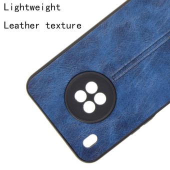 For Huawei Y9a Shockproof Sewing Cow Pattern Skin PC + PU + TPU Case(Blue)
