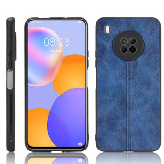 For Huawei Y9a Shockproof Sewing Cow Pattern Skin PC + PU + TPU Case(Blue)