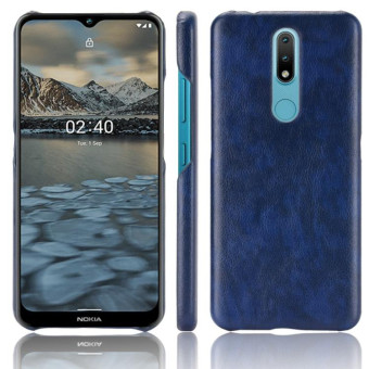 For Nokia 2.4 Shockproof Litchi Texture PC + PU Case(Blue)