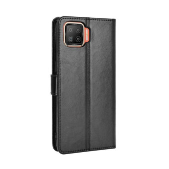 For OPPO F17 / A73 2020 Retro Crazy Horse Texture Horizontal Flip Leather Case with Holder & Card Slots & Photo Frame(Black)