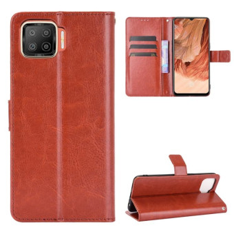 For OPPO F17 / A73 2020 Retro Crazy Horse Texture Horizontal Flip Leather Case with Holder & Card Slots & Photo Frame(Brown)