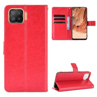 For OPPO F17 / A73 2020 Retro Crazy Horse Texture Horizontal Flip Leather Case with Holder & Card Slots & Photo Frame(Red)