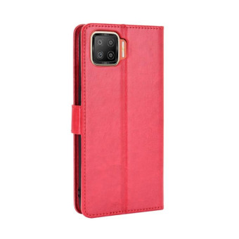 For OPPO F17 / A73 2020 Retro Crazy Horse Texture Horizontal Flip Leather Case with Holder & Card Slots & Photo Frame(Red)