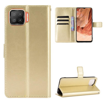 For OPPO F17 / A73 2020 Retro Crazy Horse Texture Horizontal Flip Leather Case with Holder & Card Slots & Photo Frame(Gold)