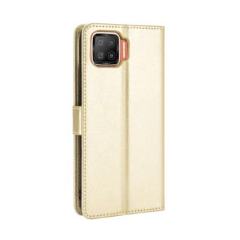 For OPPO F17 / A73 2020 Retro Crazy Horse Texture Horizontal Flip Leather Case with Holder & Card Slots & Photo Frame(Gold)