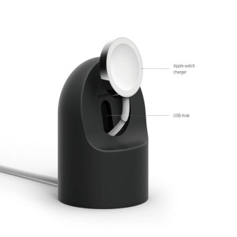 Retro Round Base Silicone Bracket For Apple Watch(Black)