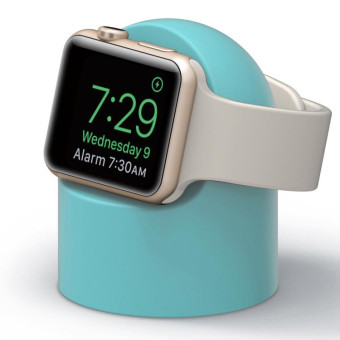 Retro Round Base Silicone Bracket For Apple Watch (Sky Blue)