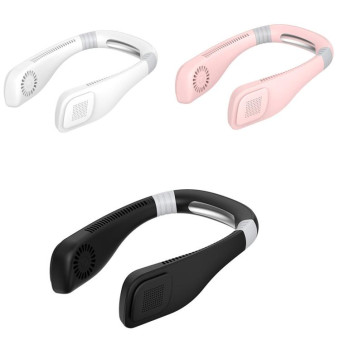 Hand Free Mini USB Neck Fan - Rechargeable Portable Headphone Design Wearable Neckband Fan, 3 Level Air Flow, 360 Degree Free Rotation Perfect for Sports, Office and Outdoor(White)