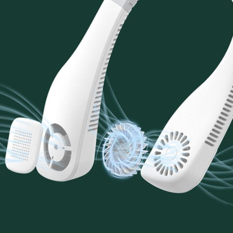 Hand Free Mini USB Neck Fan - Rechargeable Portable Headphone Design Wearable Neckband Fan, 3 Level Air Flow, 360 Degree Free Rotation Perfect for Sports, Office and Outdoor(White)