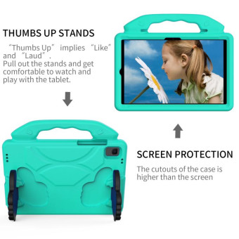 For Huawei MatePad 10.4 EVA Material Children Flat Anti Falling Cover Protective Shell with Thumb Bracket (Glacier Green)