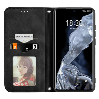 For Meizu 18 Retro Skin Feel Business Magnetic Horizontal Flip Leather Case With Holder & Card Slots & Wallet & Photo Frame(Black)