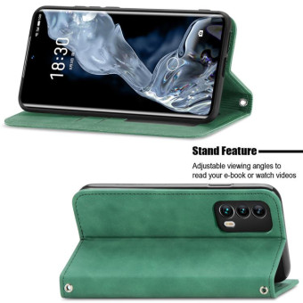 For Meizu 18 Retro Skin Feel Business Magnetic Horizontal Flip Leather Case With Holder & Card Slots & Wallet & Photo Frame(Green)