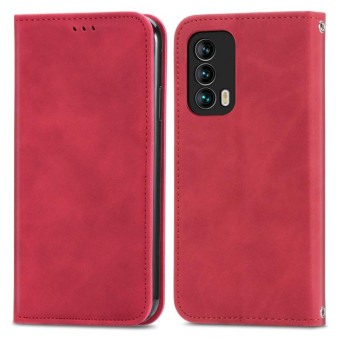 For Meizu 18 Retro Skin Feel Business Magnetic Horizontal Flip Leather Case With Holder & Card Slots & Wallet & Photo Frame(Red)
