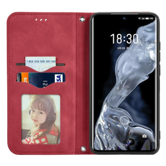 For Meizu 18 Retro Skin Feel Business Magnetic Horizontal Flip Leather Case With Holder & Card Slots & Wallet & Photo Frame(Red)