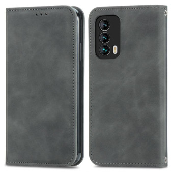 For Meizu 18 Retro Skin Feel Business Magnetic Horizontal Flip Leather Case With Holder & Card Slots & Wallet & Photo Frame(Gray)