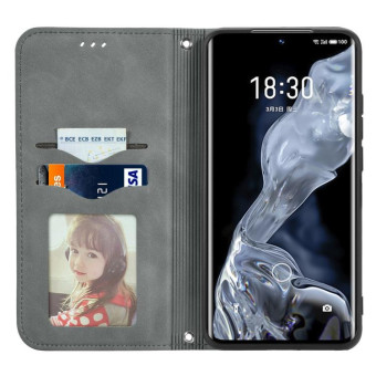 For Meizu 18 Retro Skin Feel Business Magnetic Horizontal Flip Leather Case With Holder & Card Slots & Wallet & Photo Frame(Gray)