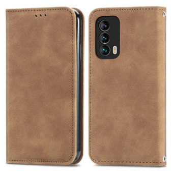For Meizu 18 Retro Skin Feel Business Magnetic Horizontal Flip Leather Case With Holder & Card Slots & Wallet & Photo Frame(Brown)