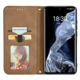 For Meizu 18 Retro Skin Feel Business Magnetic Horizontal Flip Leather Case With Holder & Card Slots & Wallet & Photo Frame(Brown)