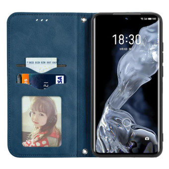 For Meizu 18 Retro Skin Feel Business Magnetic Horizontal Flip Leather Case With Holder & Card Slots & Wallet & Photo Frame(Blue)