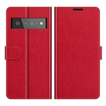 For Google Pixel 6 Pro R64 Texture Single Horizontal Flip Protective Case with Holder & Card Slots & Wallet& Photo Frame(Red)