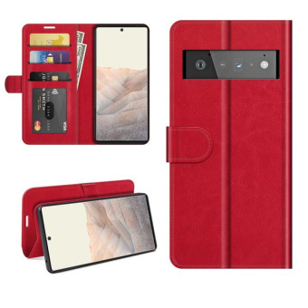 For Google Pixel 6 Pro R64 Texture Single Horizontal Flip Protective Case with Holder & Card Slots & Wallet& Photo Frame(Red)