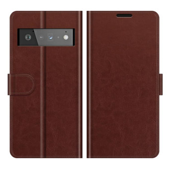 For Google Pixel 6 Pro R64 Texture Single Horizontal Flip Protective Case with Holder & Card Slots & Wallet& Photo Frame(Brown)