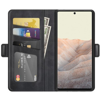 For Google Pixel 6 Dual-side Magnetic Buckle Horizontal Flip Leather Case with Holder & Card Slots & Wallet(Black)