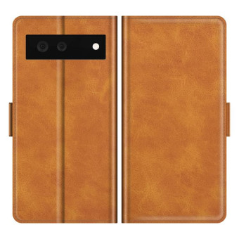 For Google Pixel 6 Dual-side Magnetic Buckle Horizontal Flip Leather Case with Holder & Card Slots & Wallet(Yellow)