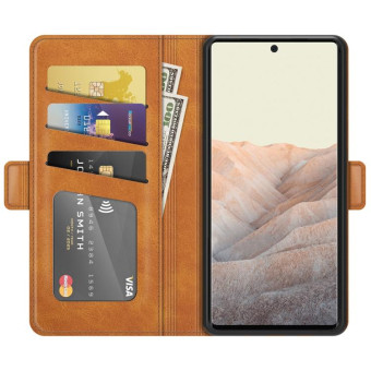 For Google Pixel 6 Dual-side Magnetic Buckle Horizontal Flip Leather Case with Holder & Card Slots & Wallet(Yellow)