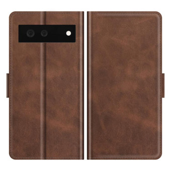 For Google Pixel 6 Dual-side Magnetic Buckle Horizontal Flip Leather Case with Holder & Card Slots & Wallet(Brown)