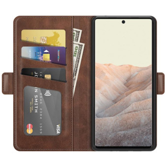 For Google Pixel 6 Dual-side Magnetic Buckle Horizontal Flip Leather Case with Holder & Card Slots & Wallet(Brown)