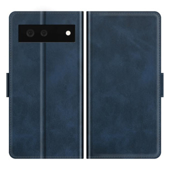 For Google Pixel 6 Dual-side Magnetic Buckle Horizontal Flip Leather Case with Holder & Card Slots & Wallet(Dark Blue)