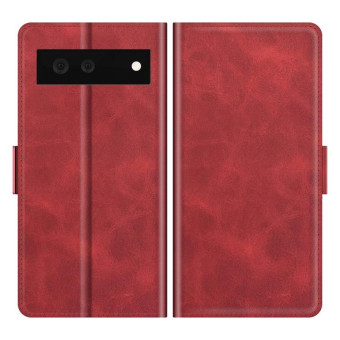 For Google Pixel 6 Dual-side Magnetic Buckle Horizontal Flip Leather Case with Holder & Card Slots & Wallet(Red)