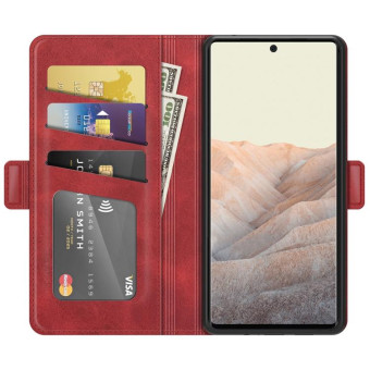 For Google Pixel 6 Dual-side Magnetic Buckle Horizontal Flip Leather Case with Holder & Card Slots & Wallet(Red)