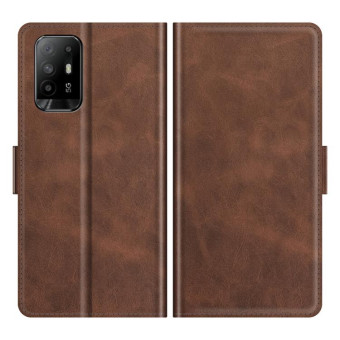 For OPPO A94 5G / F19 Pro+ 5G / Reno5 Z Dual-side Magnetic Buckle Horizontal Flip Leather Case with Holder & Card Slots & Wallet(Brown)