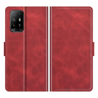 For OPPO A94 5G / F19 Pro+ 5G / Reno5 Z Dual-side Magnetic Buckle Horizontal Flip Leather Case with Holder & Card Slots & Wallet(Red)