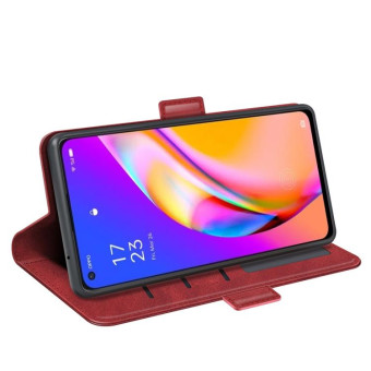 For OPPO A94 5G / F19 Pro+ 5G / Reno5 Z Dual-side Magnetic Buckle Horizontal Flip Leather Case with Holder & Card Slots & Wallet(Red)