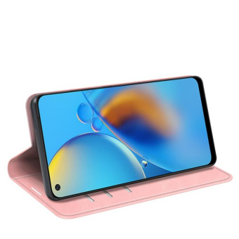 For OPPO F19 / A74 4G Retro-skin Business Magnetic Suction Leather Case with Holder & Card Slots & Wallet(Pink)