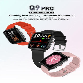 Q9pro 1.7 inch Color Screen Smart Watch, IP68 Waterproof,Support Temperature Monitoring/Heart Rate Monitoring/Blood Pressure Monitoring/Blood Oxygen Monitoring/Sleep Monitoring(Blue)